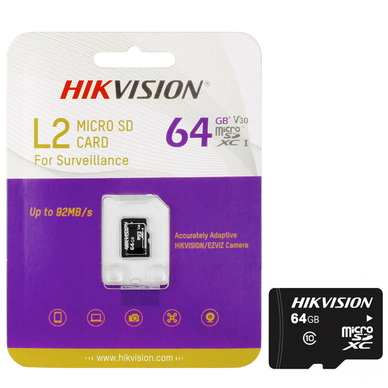 [HS-TF-L2/64G/P] TARJETA DE MEMORIA MICROSD 64GB HIKVISION PARA VIDEO VIGILANCIA (HS-TF-L2/64G/P)
