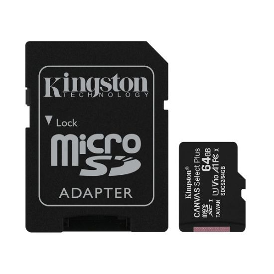 TARJETA DE MEMORIA MICROSD 64GB KINGSTON CLASE 10 UHS-I  (PARA CAMARAS IP 2MP) (SDCS2/64GB)