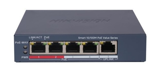 SWITCH HIKVISION POE DE 4 PUERTOS, MONITOREABLE DESDE LA NUBE