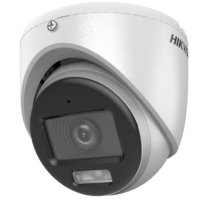CAMARA HIKVISION, TURRET, COLORVU DUAL, 2MP, 2.8MM, EXIR Y/O LUZ BLANCA 20M, METALICA, MIC AUDIO POR COAXIAL