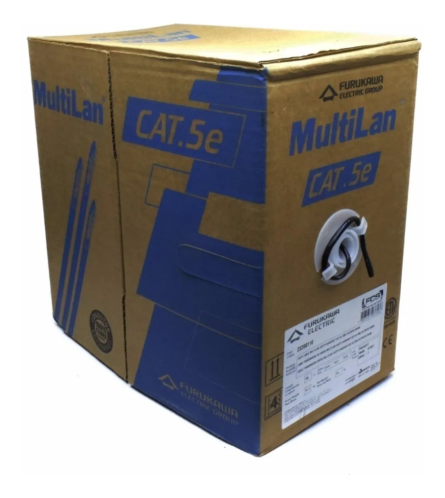 CAJA DE CABLE UTP FURUKAWA EXTERIOR NEGRO CAT 5,  305 MTS