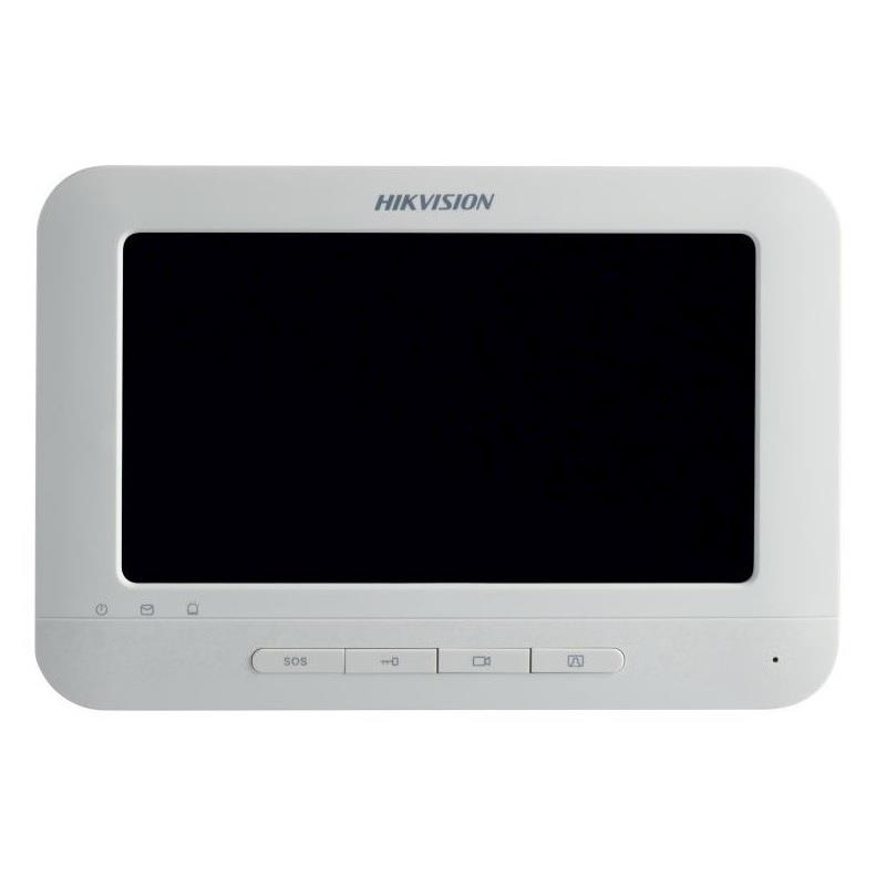 PANTALLA HIKVISION 7&quot; P/VIDEO PORTERO, BOTONERA, INTERIOR, MIC,2 ALARM,12VCC 