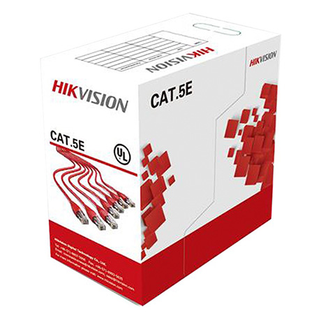 [CAJA-UTP-HIK-1LN5E] CAJA DE CABLE UTP HIKVISION EXTERIOR NEGRO CAT 5, 100% COBRE, 305 MTS (DS-1LN5EO-UU)
