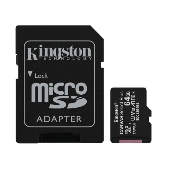 [MICROSD64KIN] TARJETA DE MEMORIA MICRO SD 64GB KINGSTON ADAP. CLASE 10 UHS-I (SDCS2/64GB)