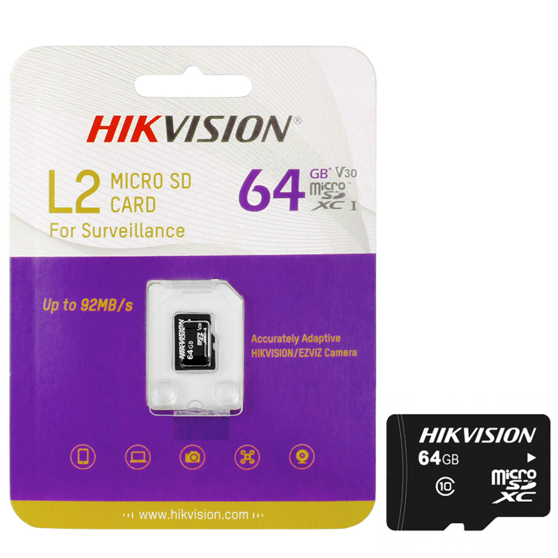 [HS-TF-L2/64G/P] TARJETA DE MEMORIA MICROSD 64GB HIKVISION VIDEO VIGILANCIA (PARA CAMARAS IP SUPERIOR 2MP) (HS-TF-L2/64G/P)