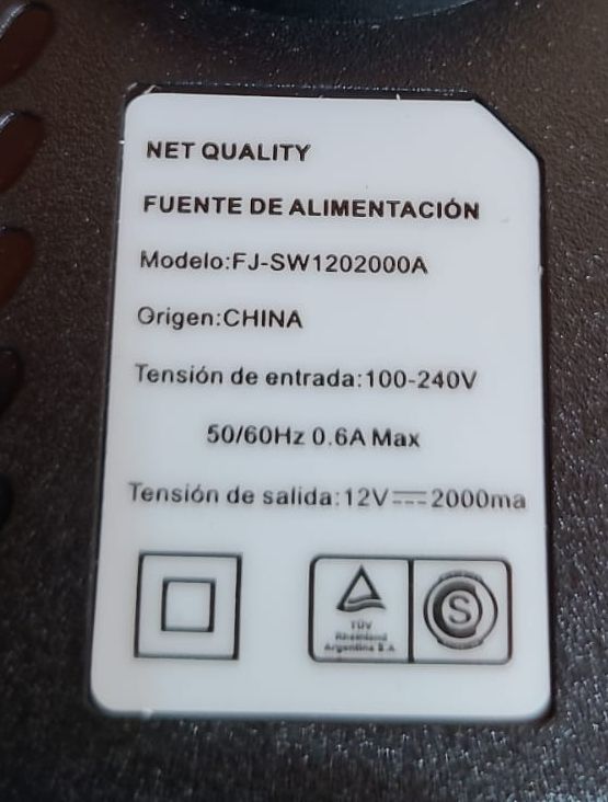 [FUES12V2A_NQ] FUENTE SWITCHING NET QUALITY 12V, 2 AMP MODELO (FJ-SW1202000A)